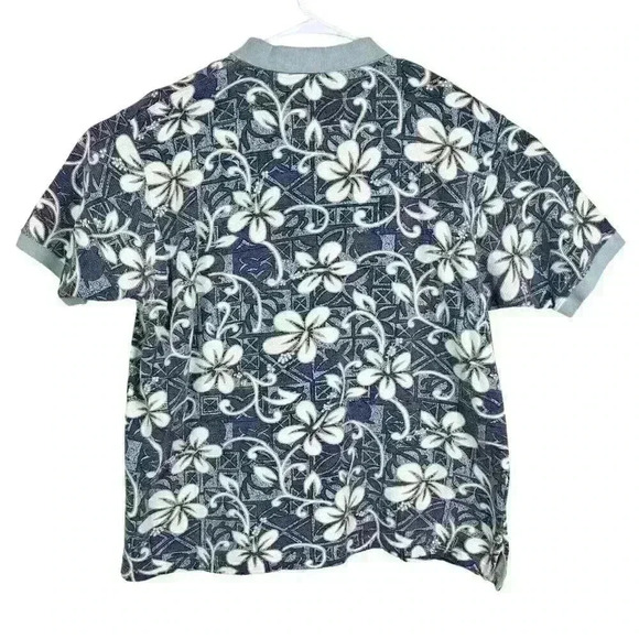 OP Sport Polo Shirt Mens Large Blue Hawaiian Floral Turtle Size XXL - Picture 6 of 11